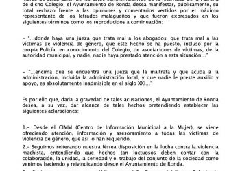 El Ayuntamiento de Ronda pide a Lara que rectifique