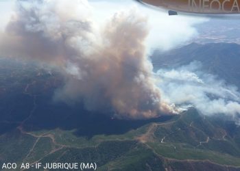 Imagen aérea del fuego de Sierra Bermeja FOTO PLAN INFOCA