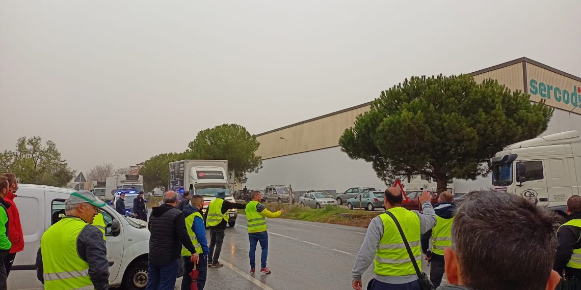 Una treintena de transportistas se suman en Ronda a la huelga por la subida del gasoil