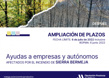 La Diputación amplía hasta el 6 de julio el plazo para solicitar ayudas para los afectados por el incendio de Sierra Bermeja