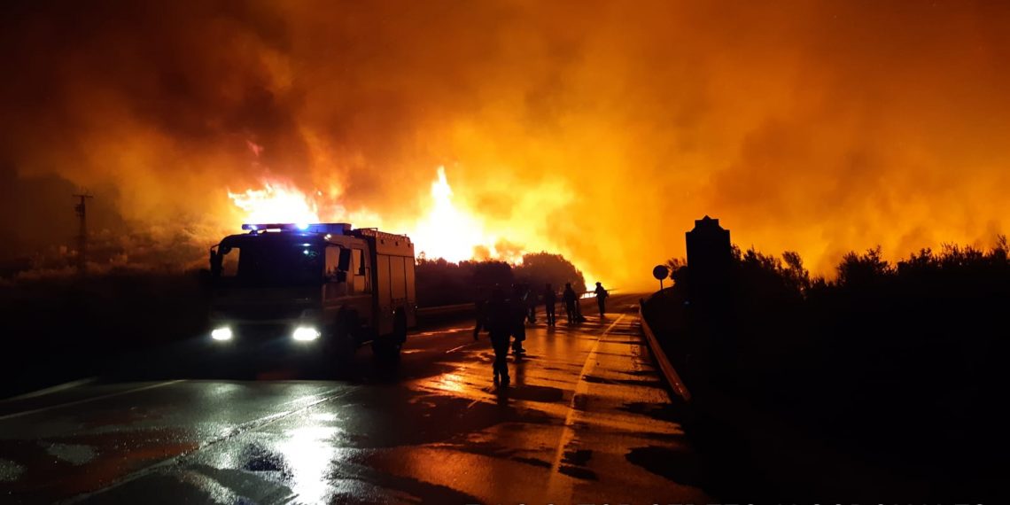 Un incendio forestal en Olvera obliga a desalojar a 35 personas