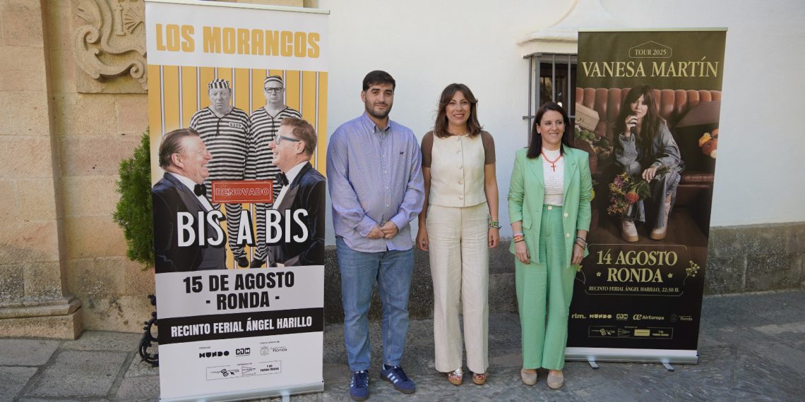 Vanesa Martín y Los Morancos actuarán en Ronda el 14 y 15 de agosto gracias a la colaboración entre el Ayuntamiento y el Grupo Mundo