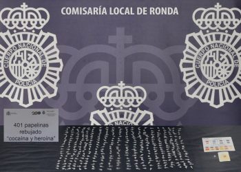 La Policía Nacional detiene a una pareja en Ronda a raíz de la intervención de 401 papelinas de ‘rebujado’, una mezcla de cocaína y heroína